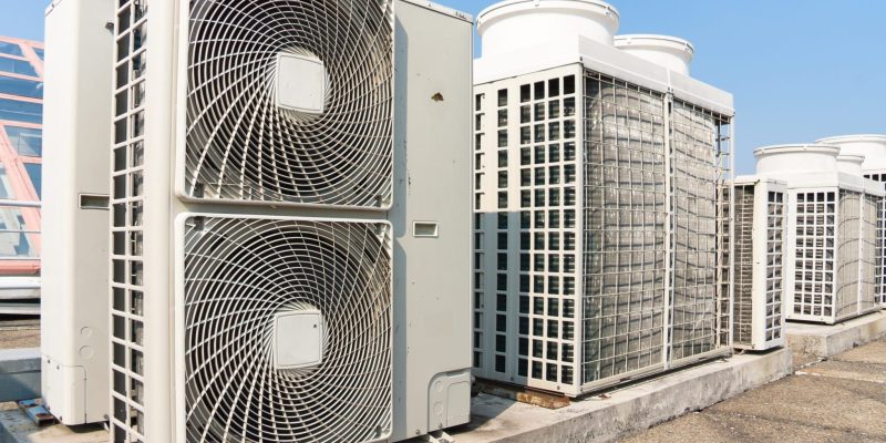 Commercial HVAC system on the rooftop of a business building