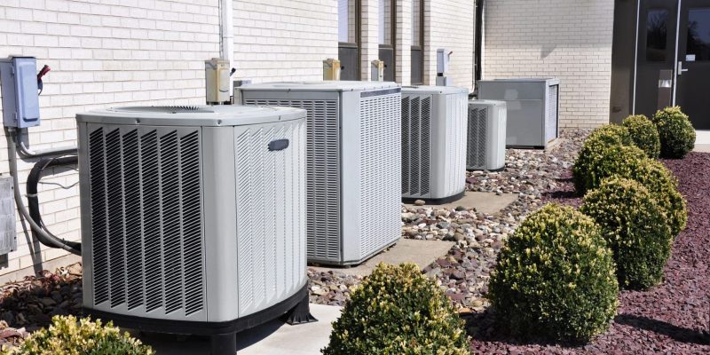 HVAC units outside of apartment complex