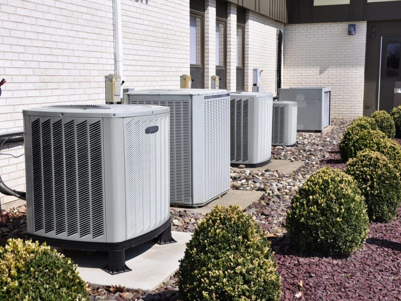 HVAC units outside of apartment complex