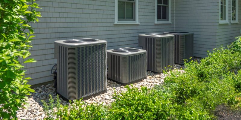 Multi-system HVAC unit installed outside of apartments