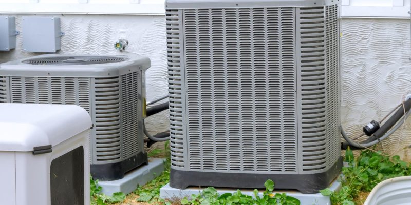 HVAC unit installed outside of an apartment building