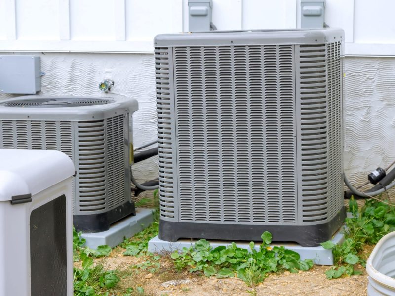 HVAC unit installed outside of an apartment building